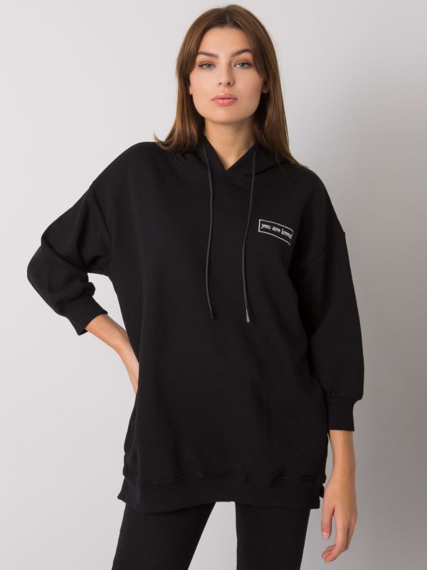 Black sweatshirt with pockets by Leora