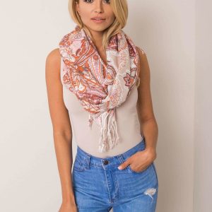 Light pink scarf in colorful patterns