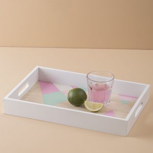 White Wooden Tray with Patterns