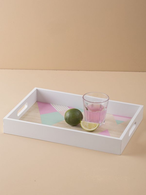 White Wooden Tray with Patterns