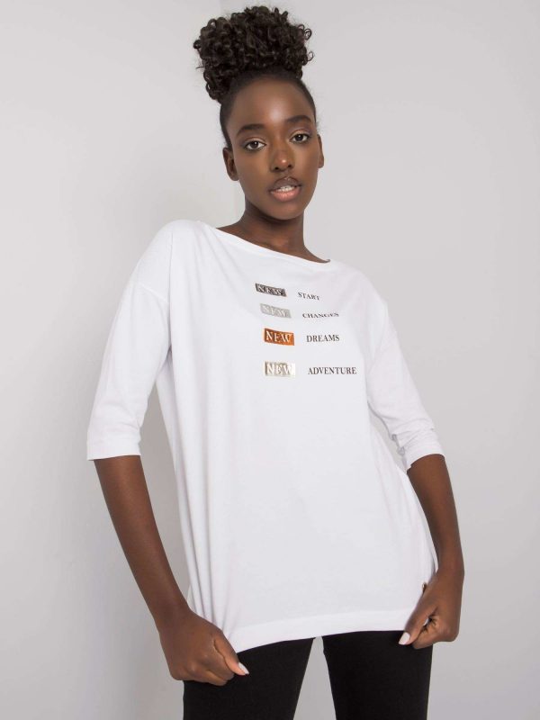 White cotton blouse with Melody inscriptions