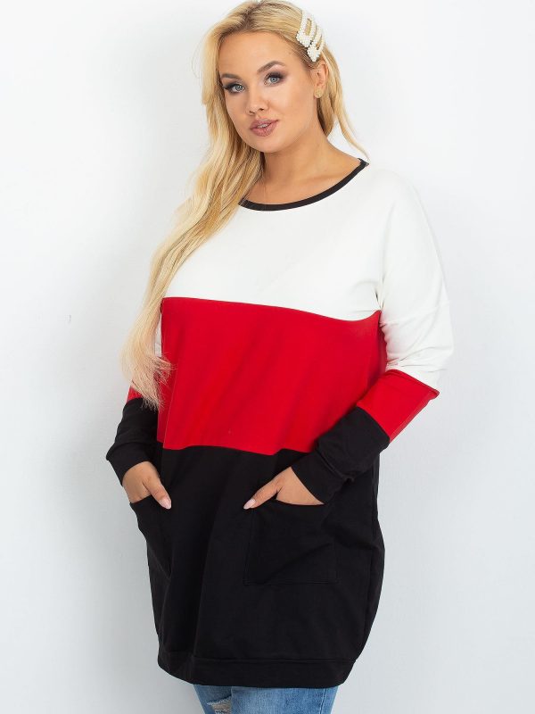 Ecru-red tunic plus size Bease