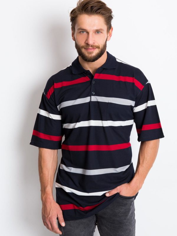 Navy Blue Plus Size Men's Polo Shirt Wind