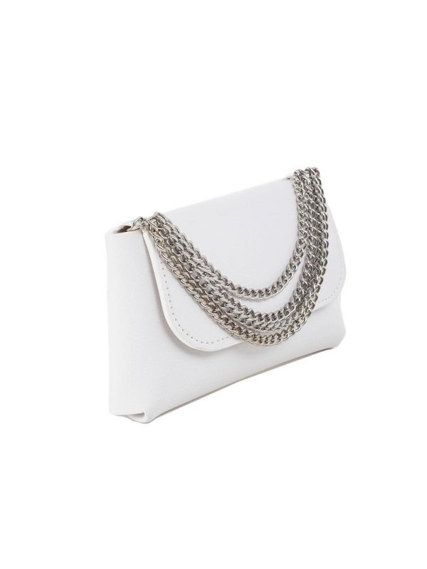 White handbag with decorative chains