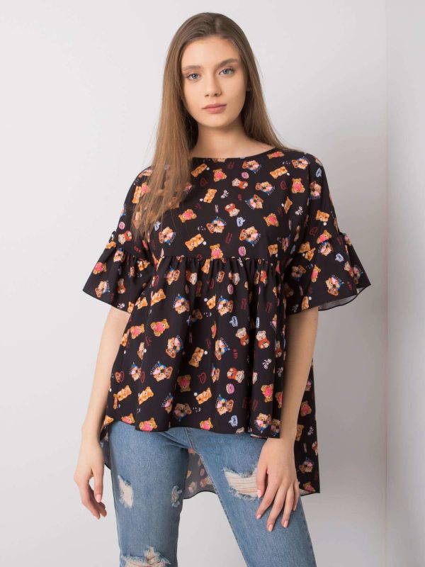 Black blouse with Remi prints