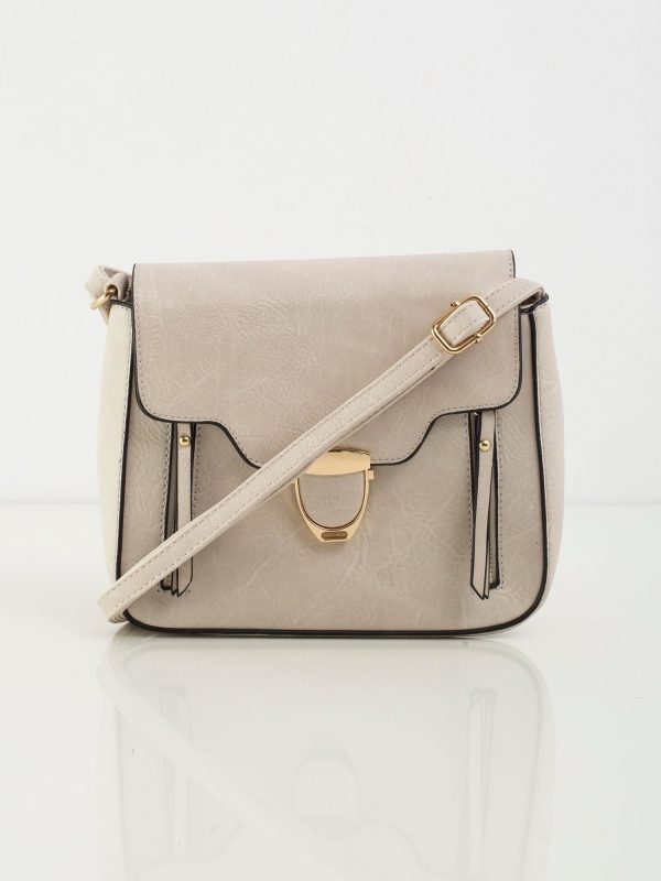 Beige Messenger Bag with Decorative Clasp