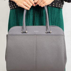 Grey shoulder bag with detachable strap