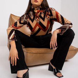 Brown and black Biloxi turtleneck blouse