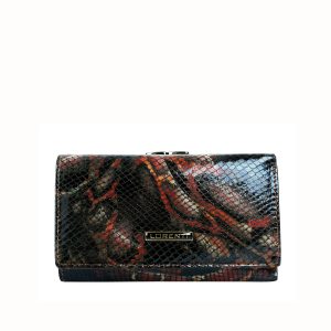 Black and red women's leather wallet