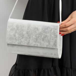 Silver eco-leather clutch bag