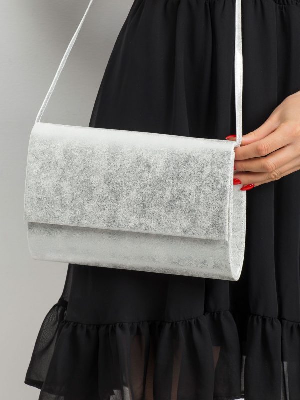 Silver eco-leather clutch bag