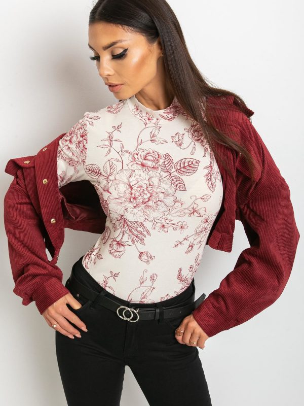 RUE PARIS Ecru-burgundy blouse Saphire