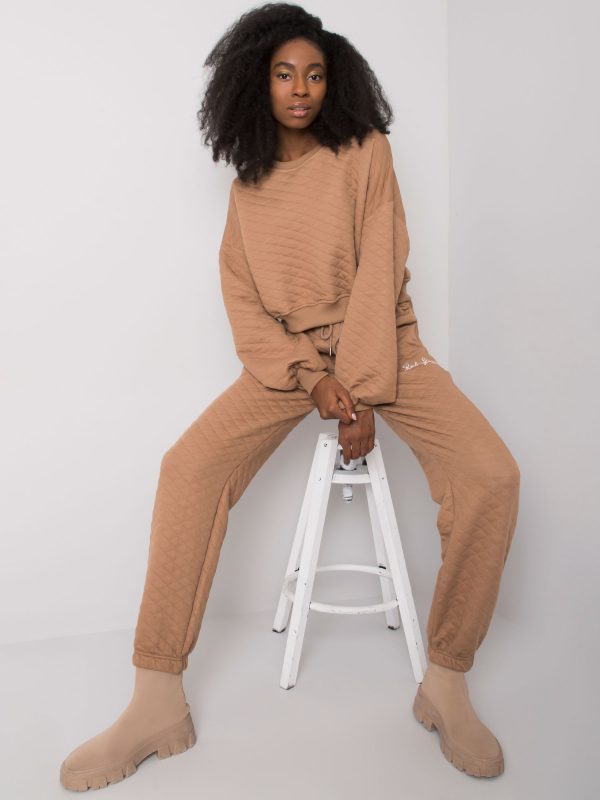 Camel sweatpants with quilting Naomi RUE PARIS