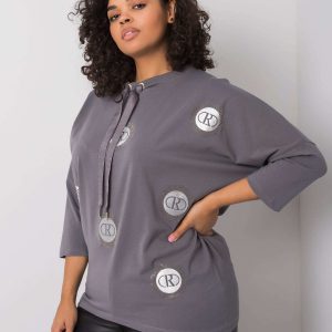 Dark Grey Kaylan Cotton Blouse