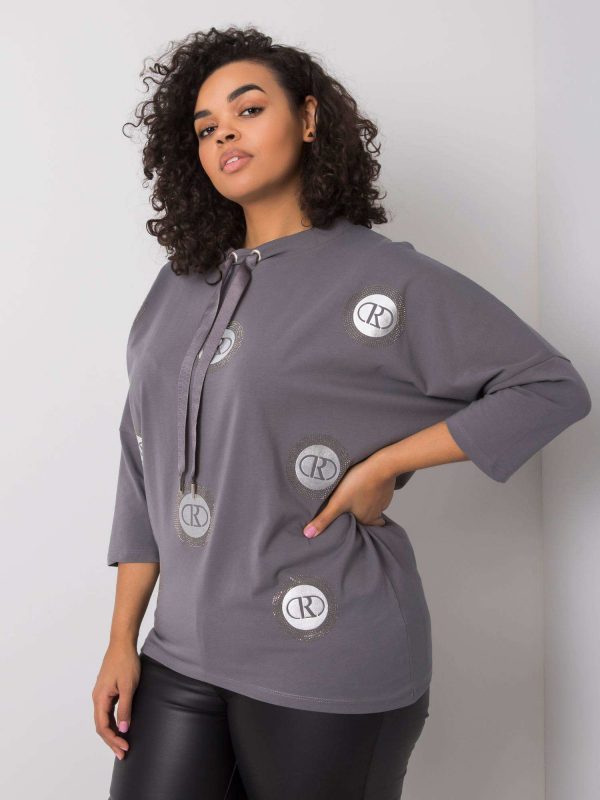 Dark Grey Kaylan Cotton Blouse