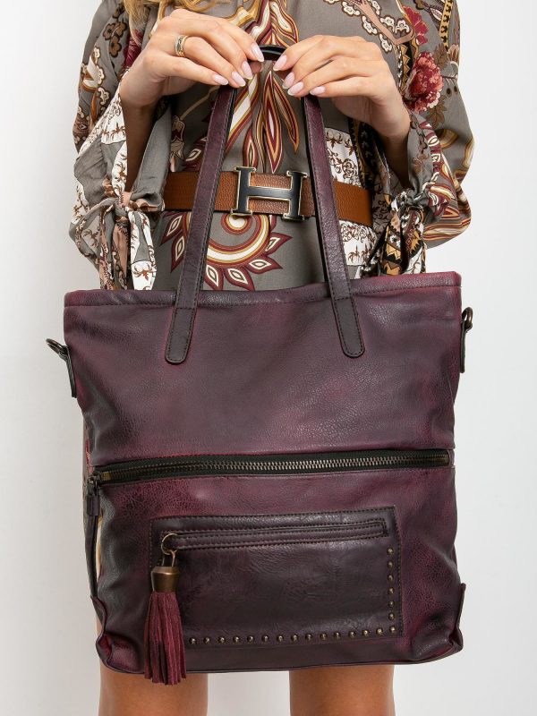 Burgundy eco leather handbag