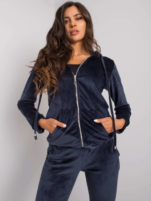 Navy blue two-piece velour set Roxe RUE PARIS