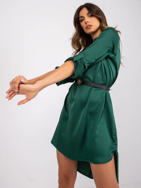 Dark green dress with belt Atlanta