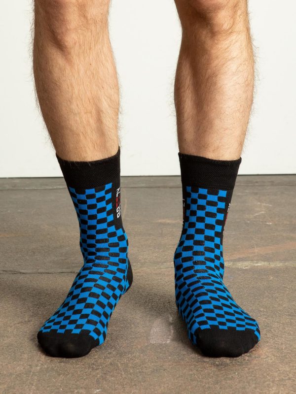 Blue and Black Checkered Men's Socks