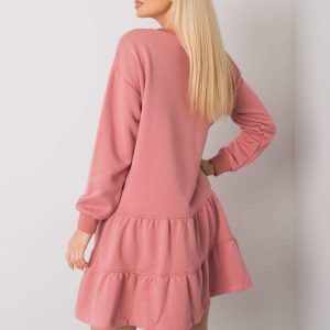 Cassie Dirty Pink Ruffle Sweatshirt Dress