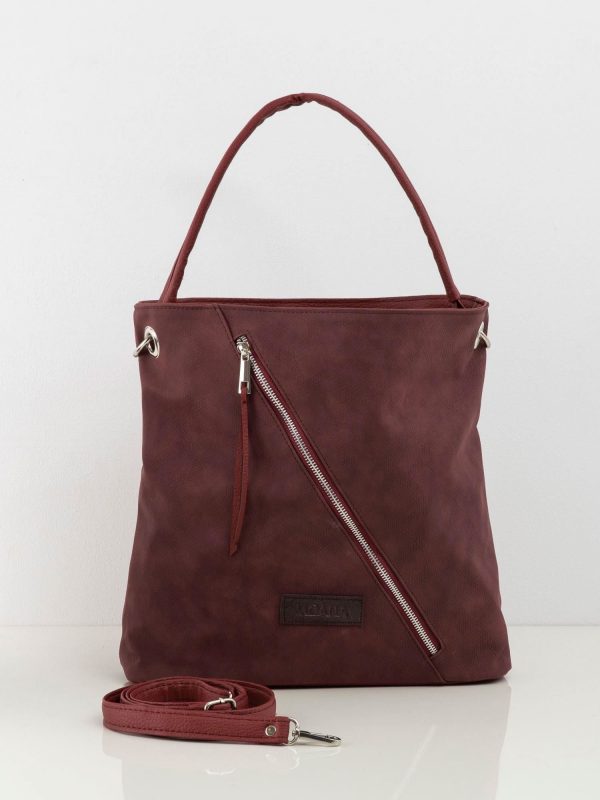 Burgundy women's bag with detachable strap