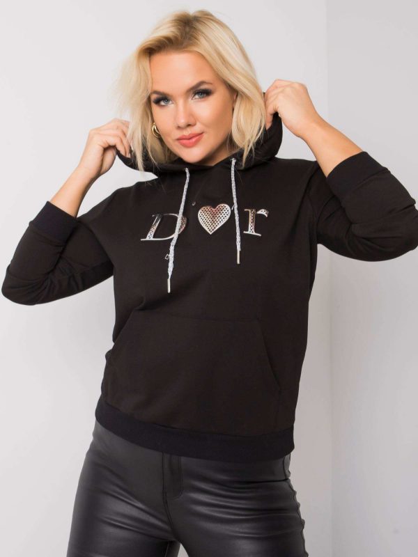 Black Kangaroo Plus Size Hoodie Shila