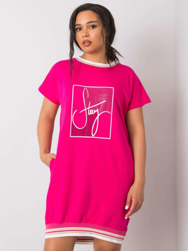 Fuchsia plus size dress with Jadis applique