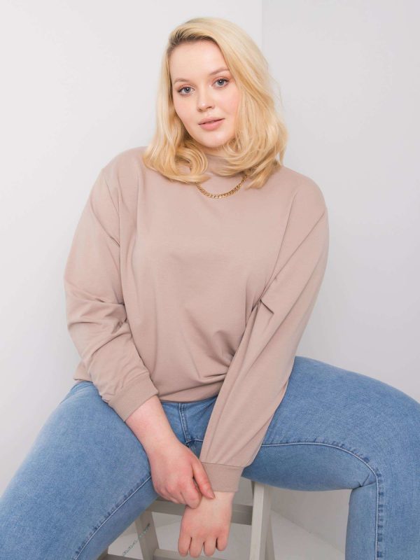 Dark beige plus size sweatshirt without hood Harmony