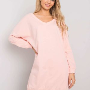 Nayla's light pink V-neck sweatshirt