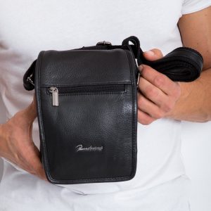 Black Men's Leather Messenger Bag