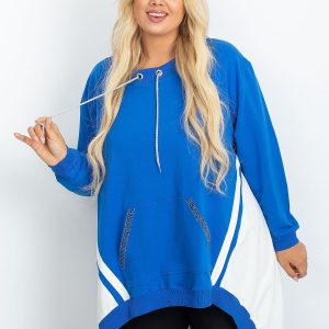 Blue and white plus size Relief sweatshirt