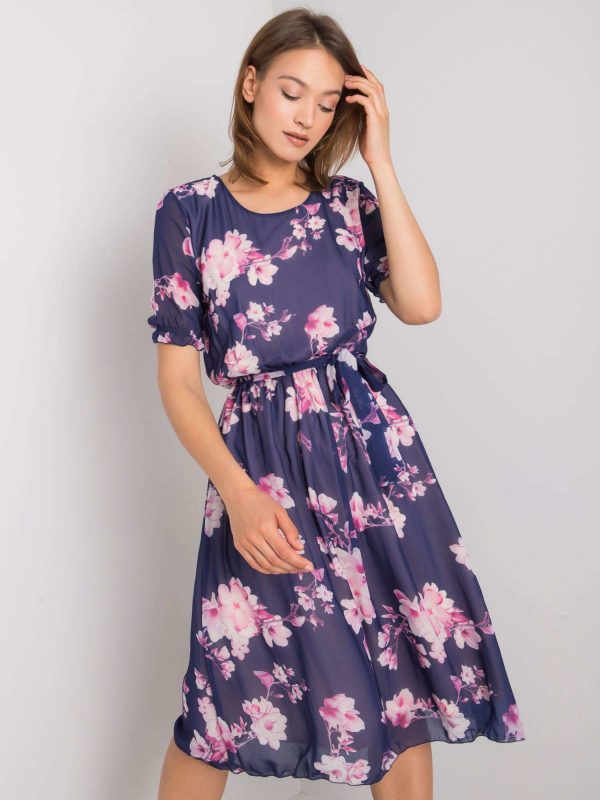 Navy blue Audette flower dress