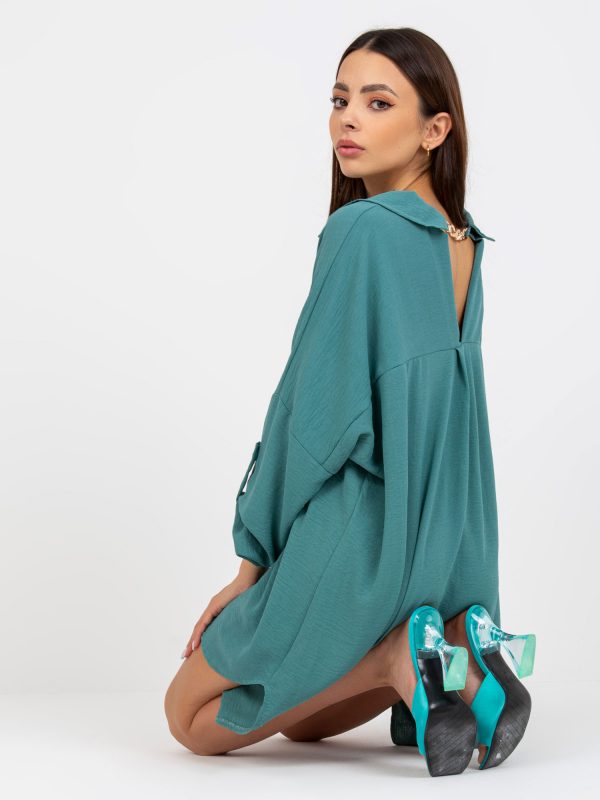 Turquoise Oversize Shirt Dress Elaria