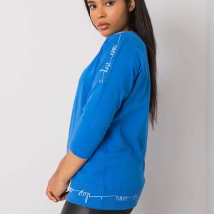 Dark Blue Plus Size Cotton Blouse Elaria