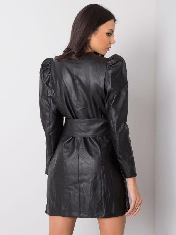 Felicia Black Eco Leather Dress