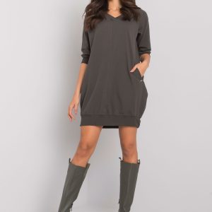 Dark Khaki Basic Dress in Salerno Cotton