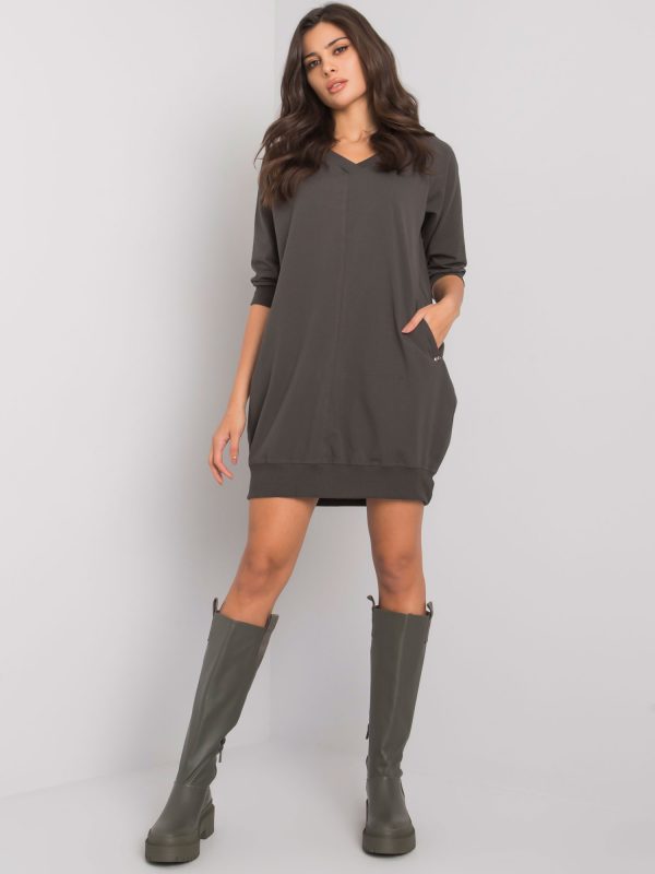 Dark Khaki Basic Dress in Salerno Cotton