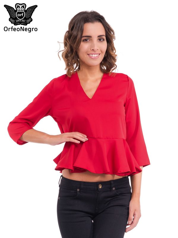 Red blouse with a basque