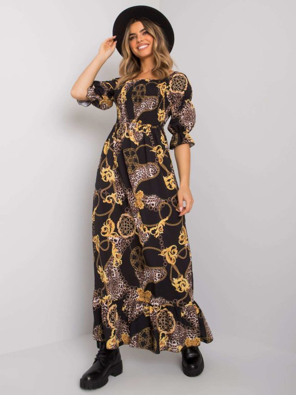 Black and yellow Seanna maxi dress