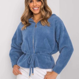 Keilani Hooded Blue Alpaca Jacket