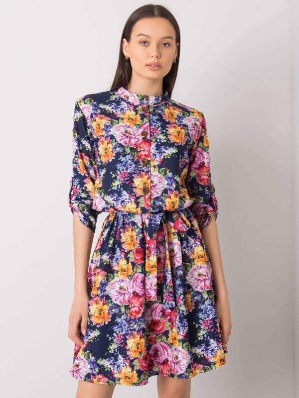 Navy Blue Aggie Floral Dress