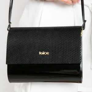 Black lacquered clutch bag