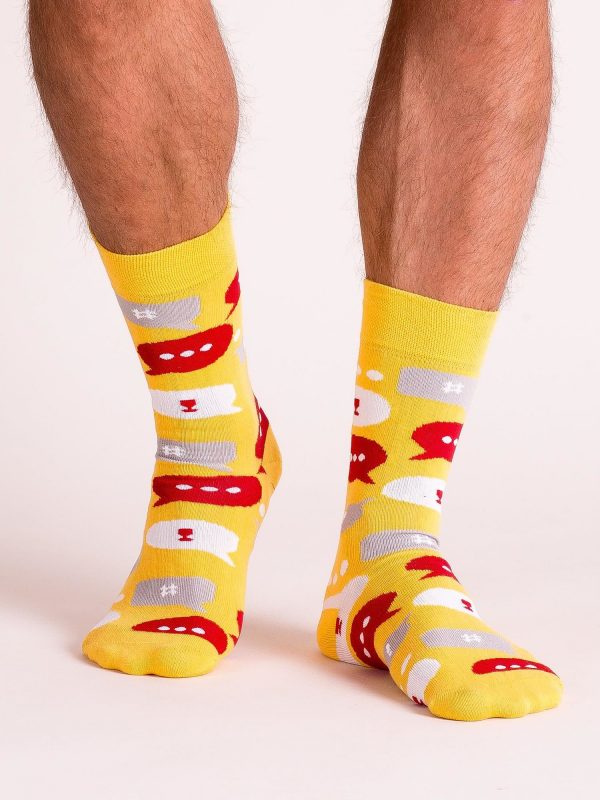 Men's socks with yellow print