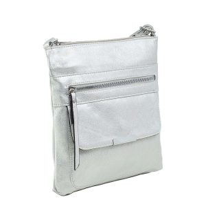 Silver eco leather bag with pockets