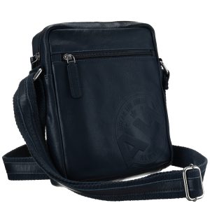 Navy blue leather men's handbag