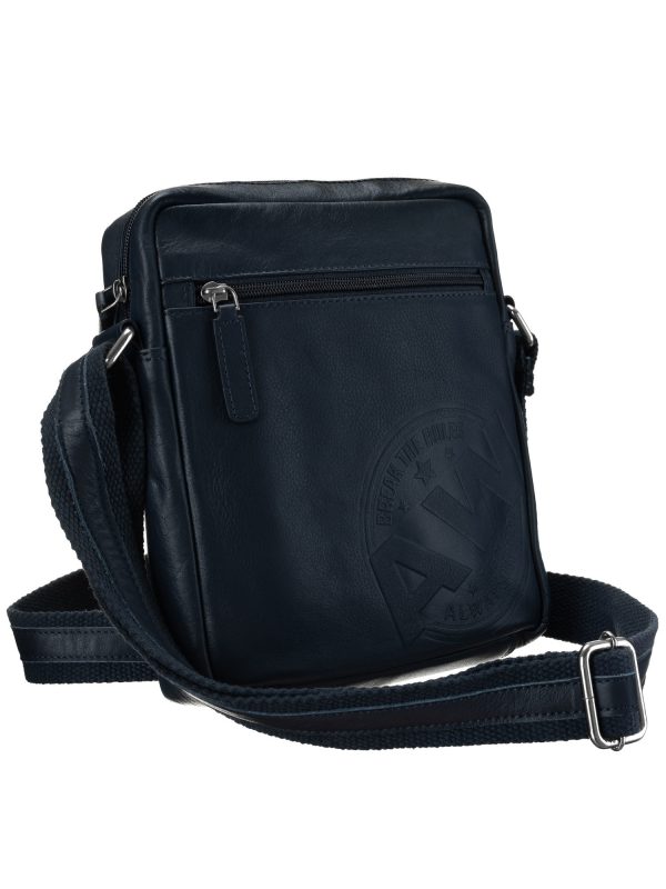 Navy blue leather men's handbag