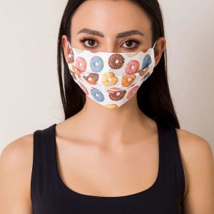 White Cotton Protective Mask with Printing