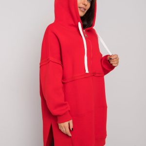 Red long sweatshirt with hoodie Boston