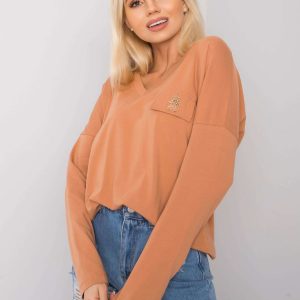 Light brown V-neck blouse Bianca