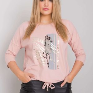 Dirty Pink Plus Size Ladies Blouse with Vertise Print